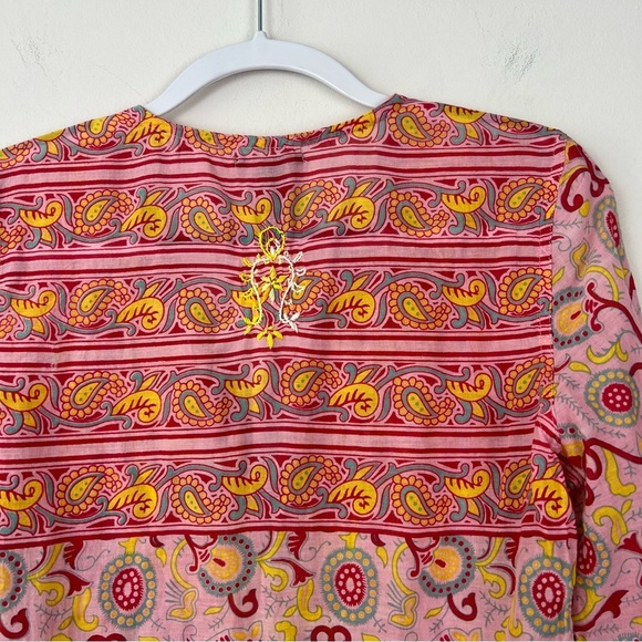 Vintage Y2k Lucky Brand Embroidered Boho Paisley Cotton Top - Picture 7 of 8